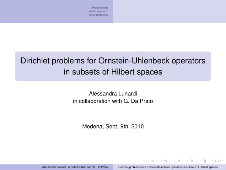 dirichlet problems for ornstein uhlenbeck operators in