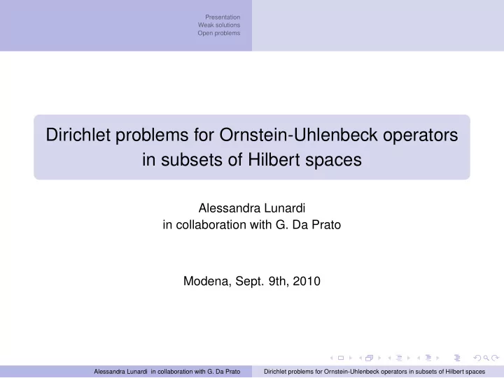 dirichlet problems for ornstein uhlenbeck operators in