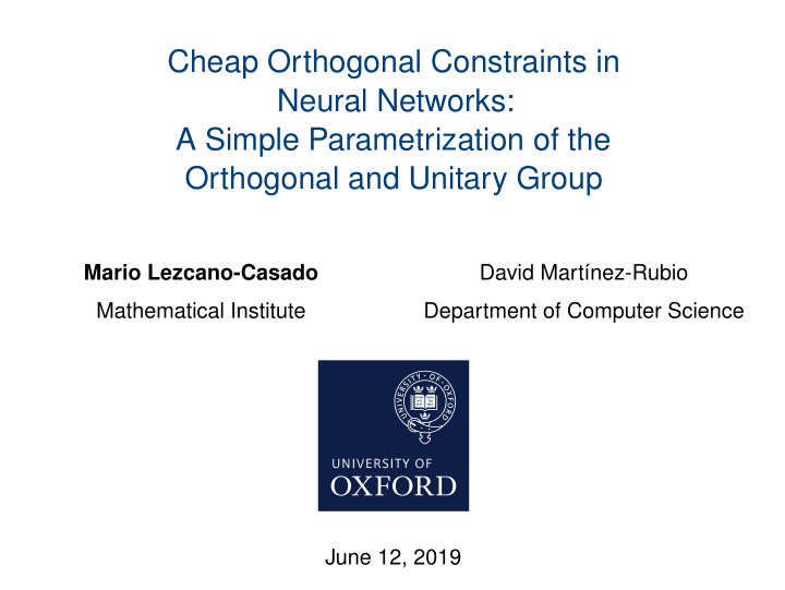 cheap orthogonal constraints in neural networks a simple