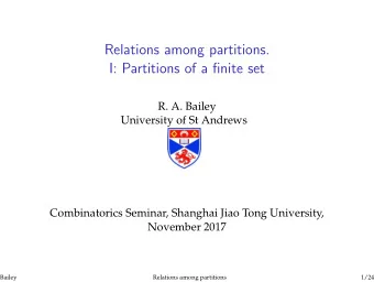 Relations among partitions.  I: Partitions of a finite set  R. A. Bailey  University of St Andrews