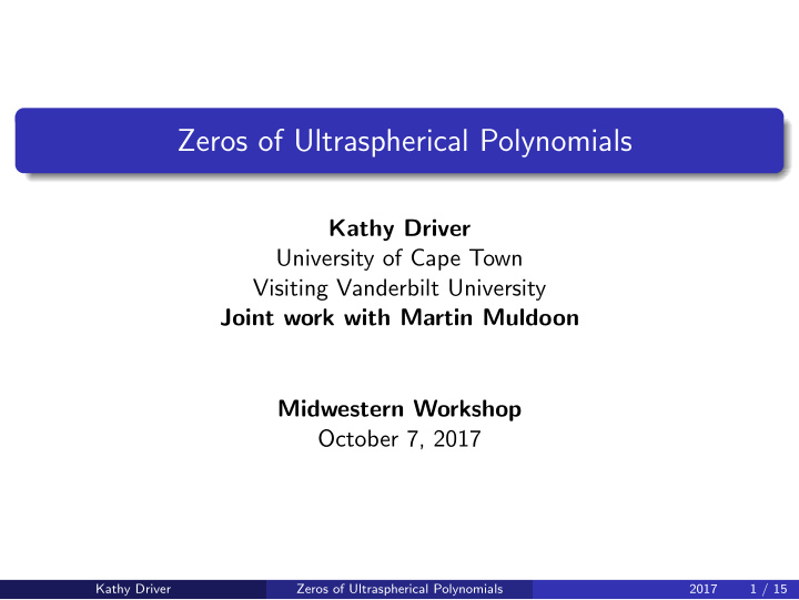 zeros of ultraspherical polynomials