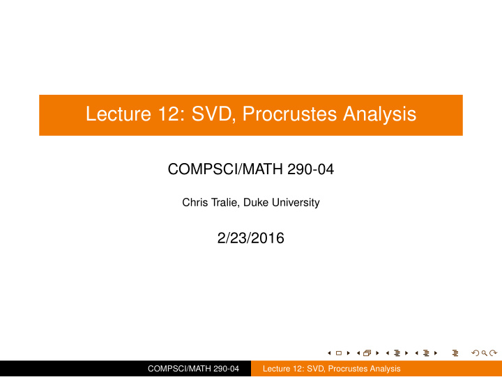 lecture 12 svd procrustes analysis