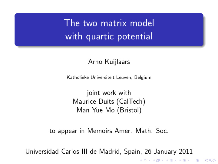 the two matrix model with quartic potential