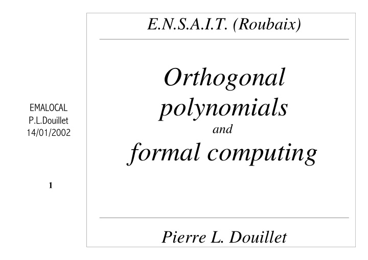orthogonal polynomials