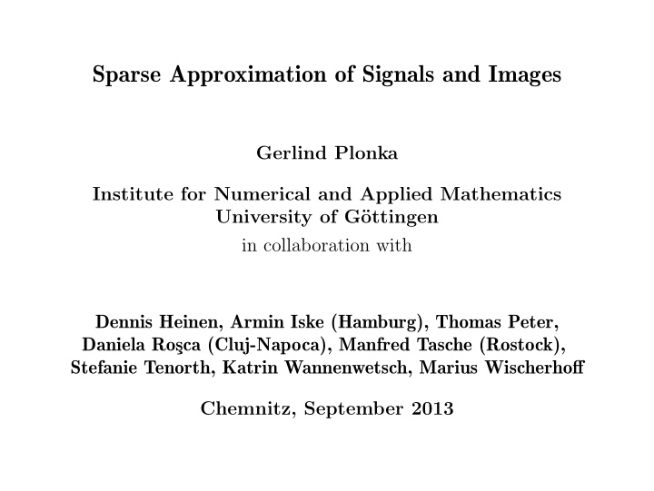 sparse approximation of signals and images