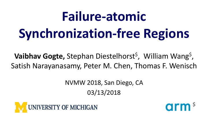 failure atomic synchronization free regions