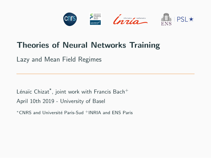 theories of neural networks training