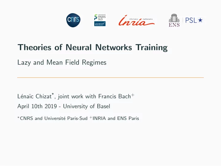 theories of neural networks training