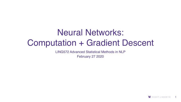 neural networks computation gradient descent
