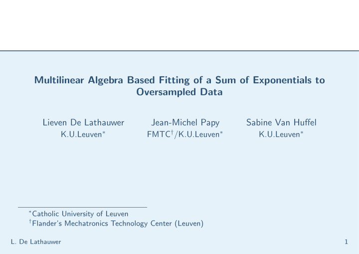 multilinear algebra based fitting of a sum of