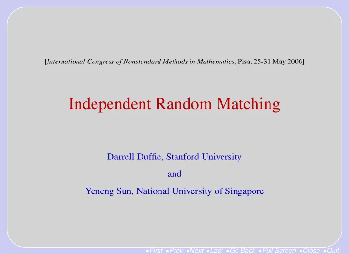 independent random matching