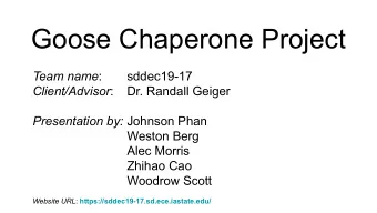 Goose Chaperone Project Team name :  sddec19-17 Client/Advisor : Dr. Randall Geiger Presentation