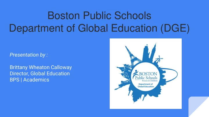 department of global education dge