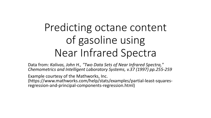 predicting octane content of gasoline using near infrared