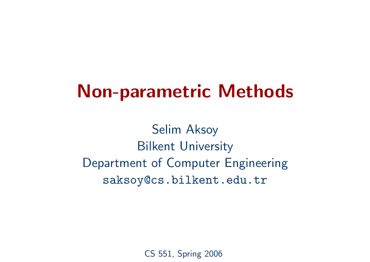 non parametric methods