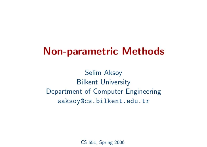 non parametric methods