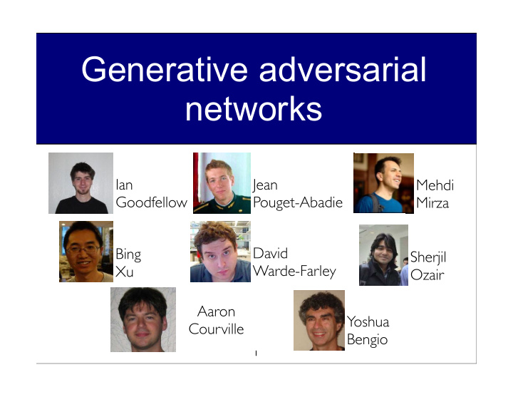 generative adversarial networks