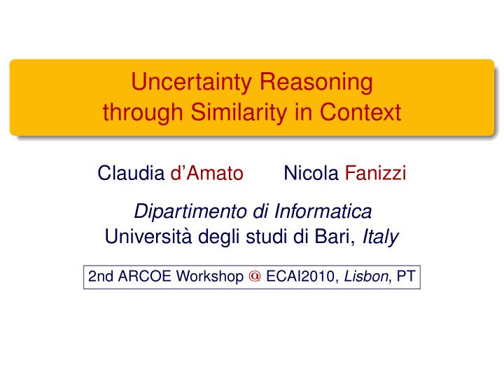 uncertainty reasoning through similarity in context