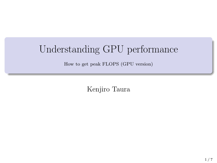 understanding gpu performance