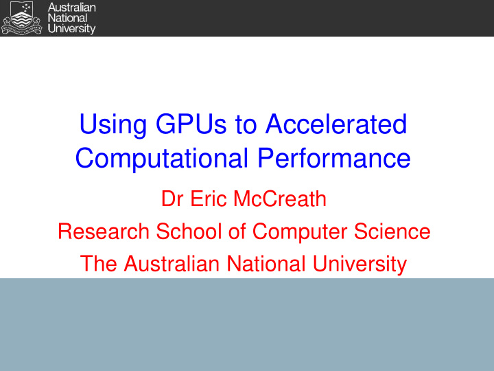 using gpus to accelerated computational performance