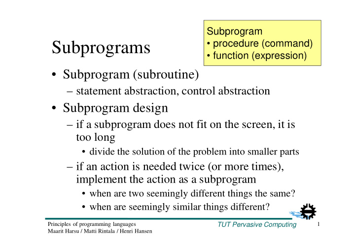 subprograms