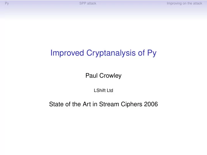 improved cryptanalysis of py