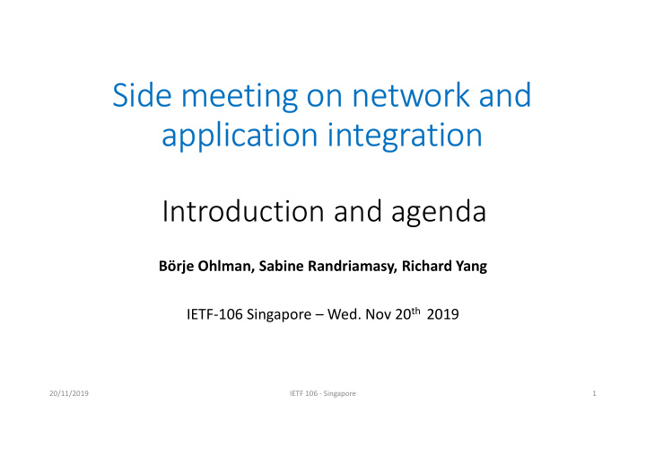 side meeting on network and application integration