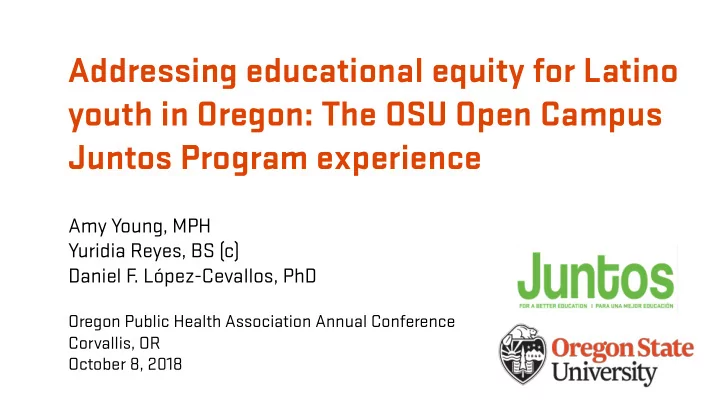 addressing educational equity for latino youth in oregon