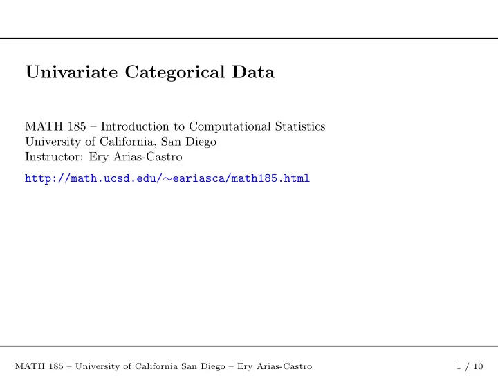 univariate categorical data