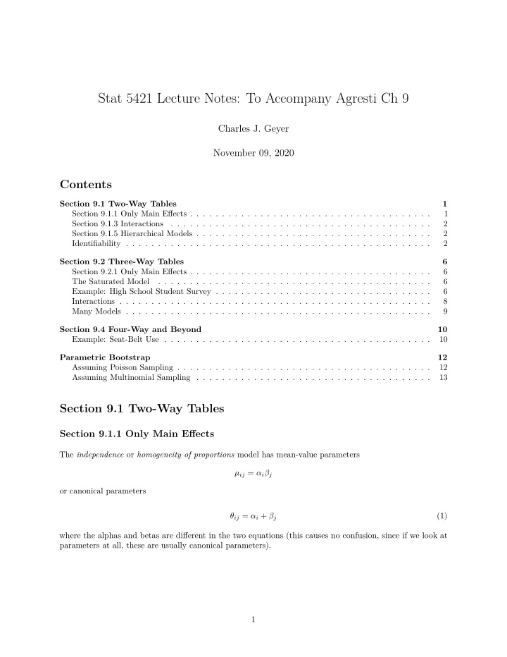 stat 5421 lecture notes to accompany agresti ch 9