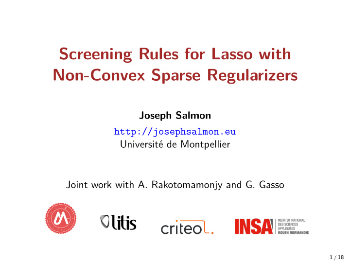 screening rules for lasso with non convex sparse