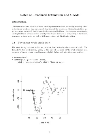 Notes on Penalized Estimation and GAMs  Introduction  Generalized additive models (GAMs) extend