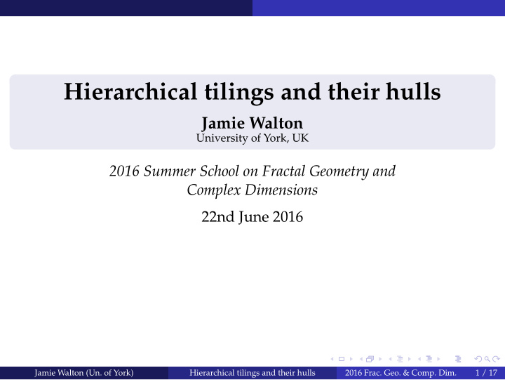hierarchical tilings and their hulls