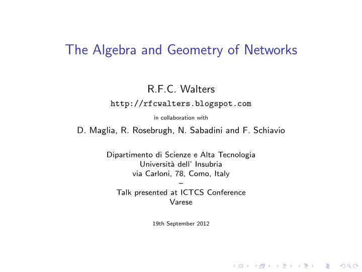 the algebra and geometry of networks