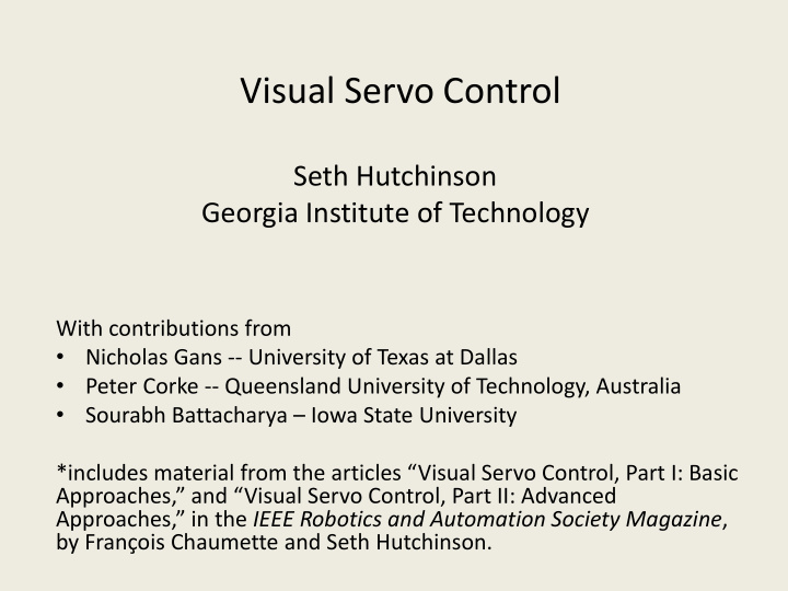 visual servo control