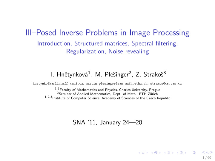 ill posed inverse problems in image processing