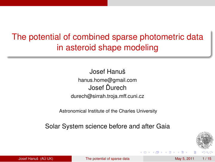 the potential of combined sparse photometric data in
