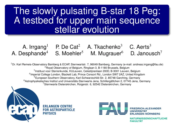 the slowly pulsating b star 18 peg a testbed for upper