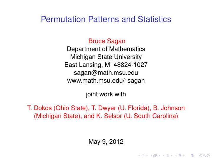 permutation patterns and statistics