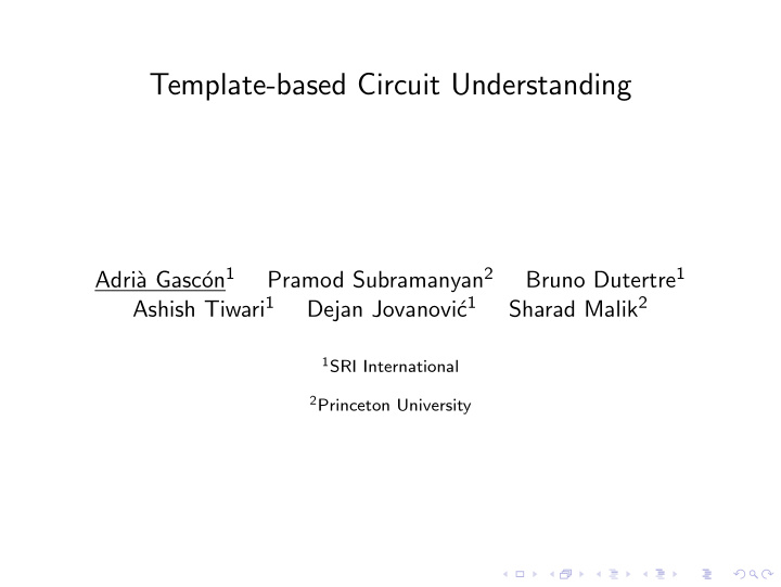 template based circuit understanding