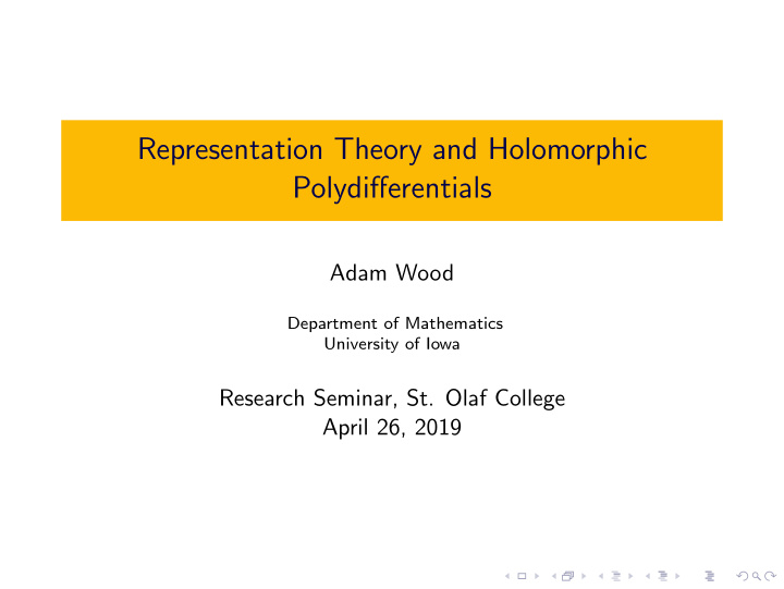 representation theory and holomorphic polydifferentials