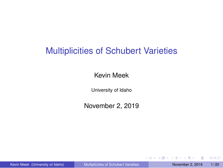 multiplicities of schubert varieties
