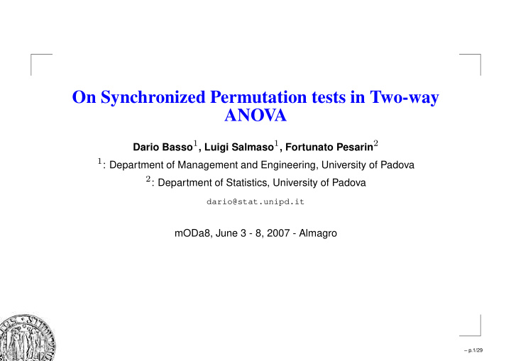 on synchronized permutation tests in two way anova