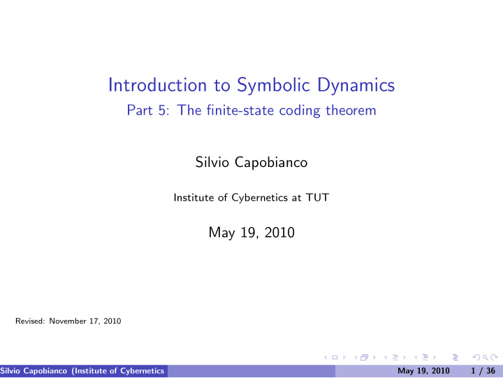introduction to symbolic dynamics