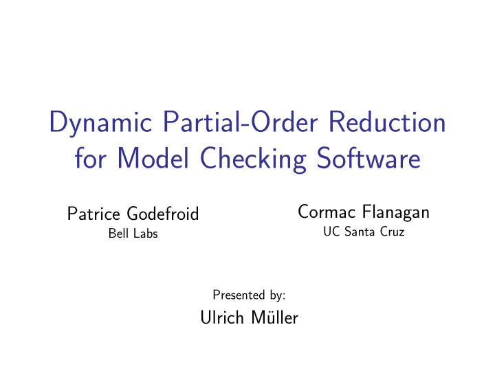 dynamic partial order reduction for model checking