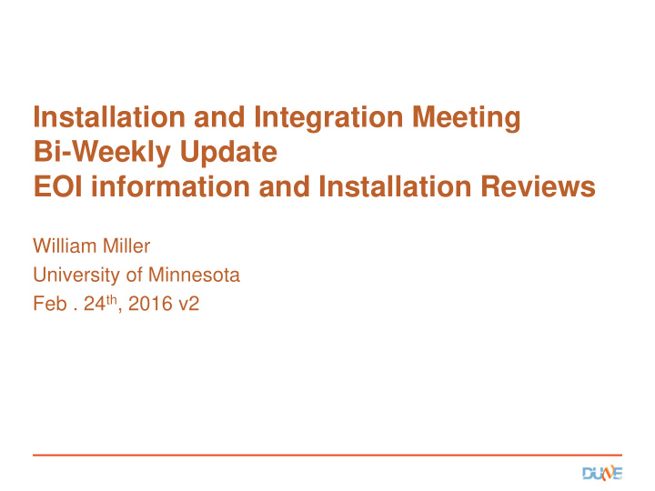 installation and integration meeting