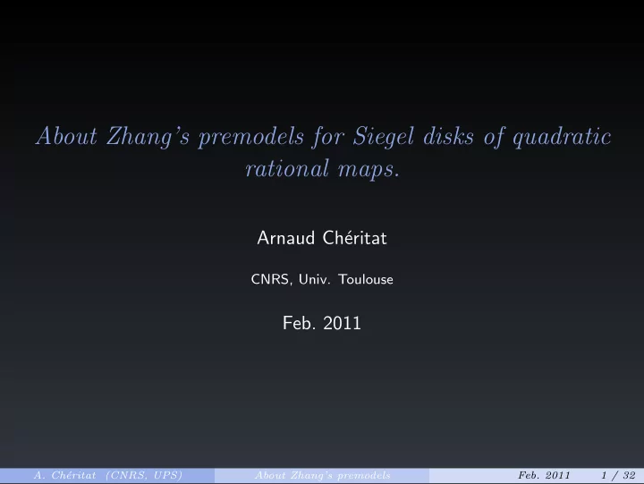 about zhang s premodels for siegel disks of quadratic