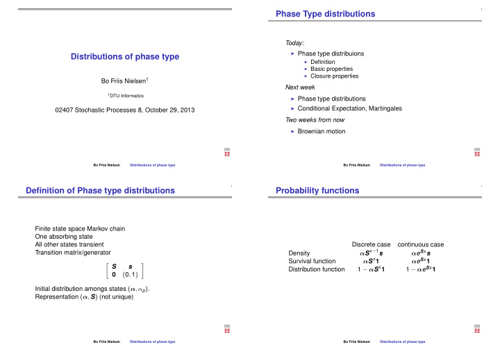 phase type distributions