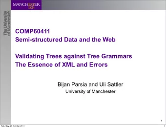 COMP60411  Semi-structured Data and the Web  Validating Trees against Tree Grammars  The Essence of