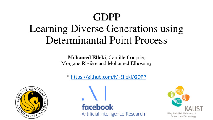 gdpp learning diverse generations using determinantal